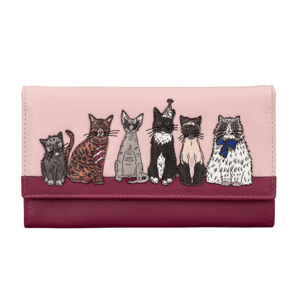 Leather Flap Over Purse – Party Cats (Y1030)