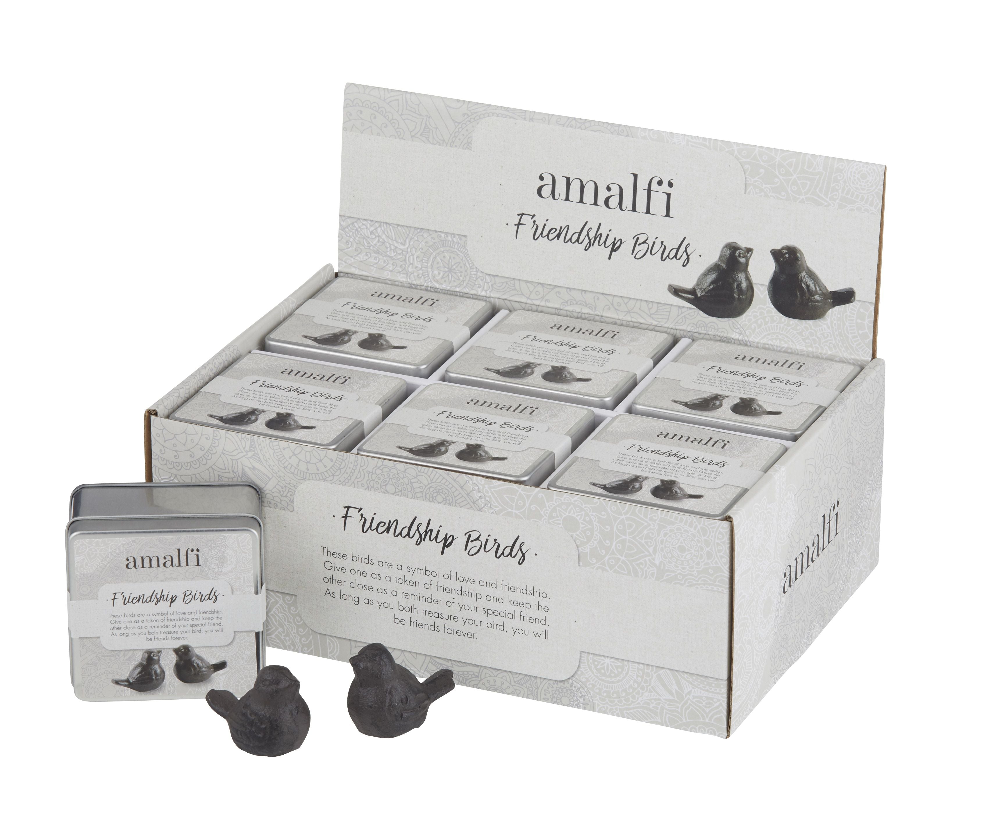AMALFI FRIENDSHIP BIRDS 2PCS SET RUSTIC BROWN 4X7CM SKU EMDE 01