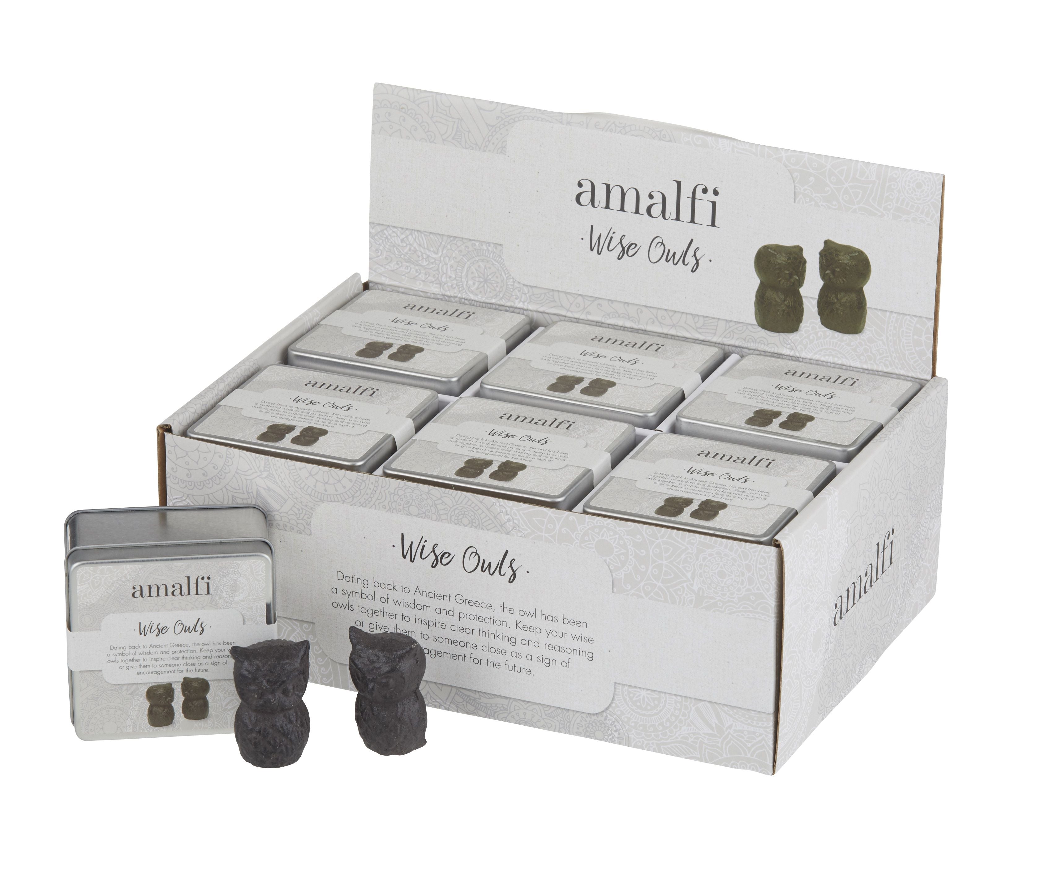 AMALFI WISE OWLS 2PCS SET RUSTIC BROWN 4X7CM   SKU EMDE 04