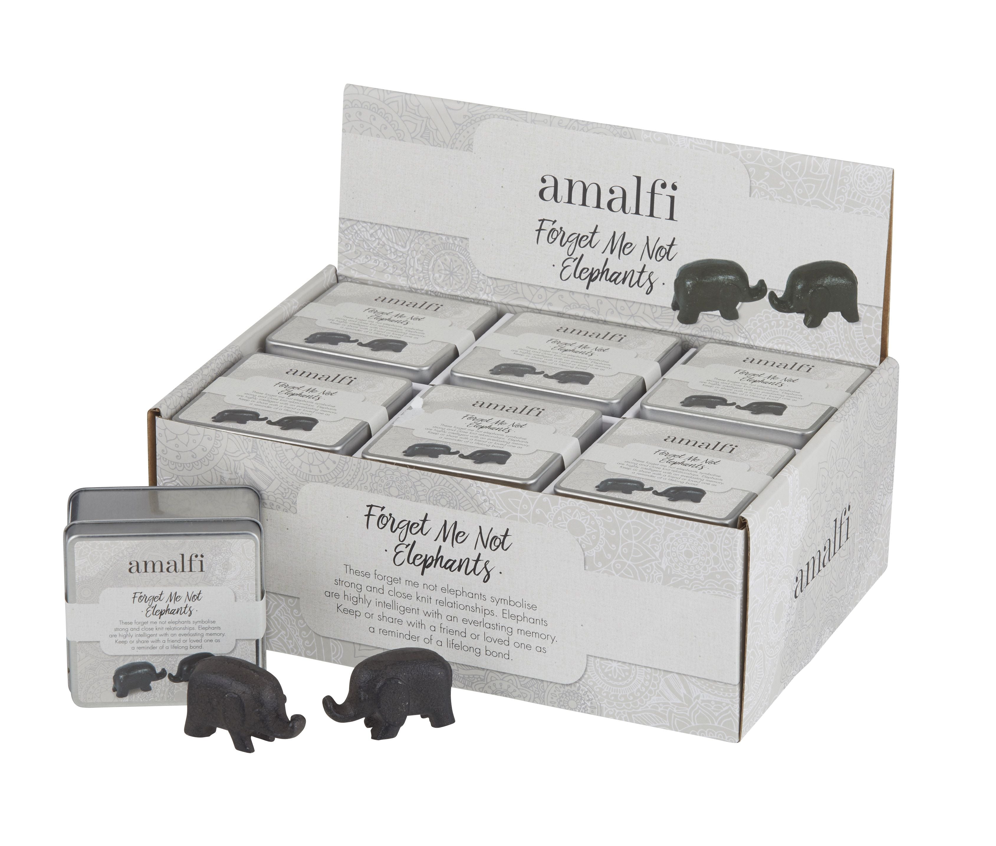 AMALFI FORGET ME NOT ELEPHANTS 2PCS SET RUSTIC BROWN 4X7CM   SKU EMDE 07